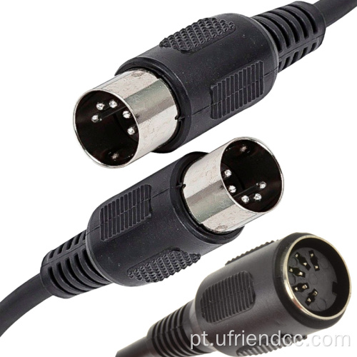 Conecte o cabo de áudio preto com conector DIN com chave